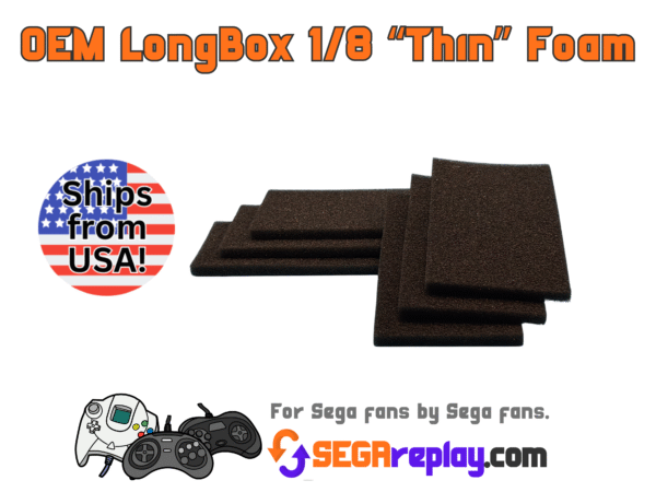 New, 1/8 inch "thin", Long Box foam insert, OEM spec (Sega CD, Saturn, PS1)