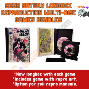 sega saturn long box reproductions with multi disc games (sakura wars, grandia, death mask, policenauts, jb harold blues, sacred pools, etc)