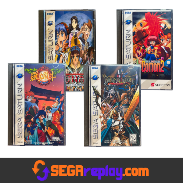 sega saturn bundle: 5 or 10 games in longboxes with pseudo kai cartridge of your choice