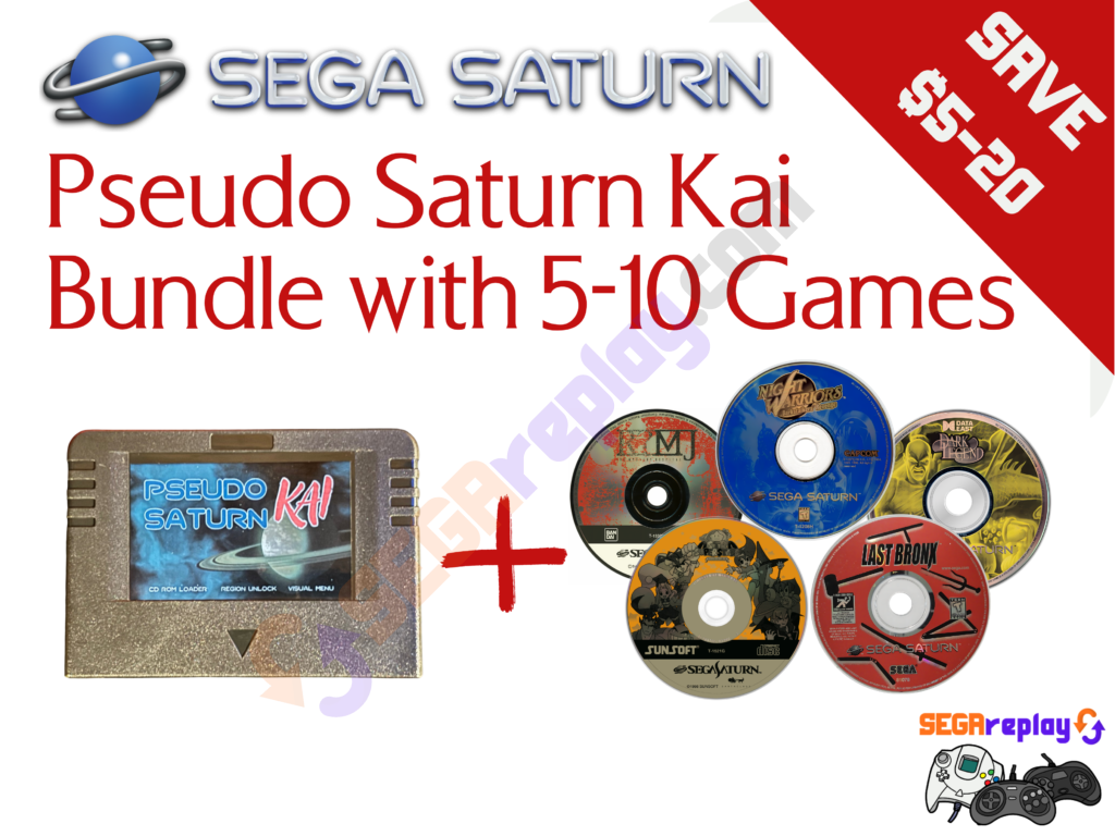 Sega Saturn Bundle: 5 or 10 Games with Pseudo Kai Cartridge of