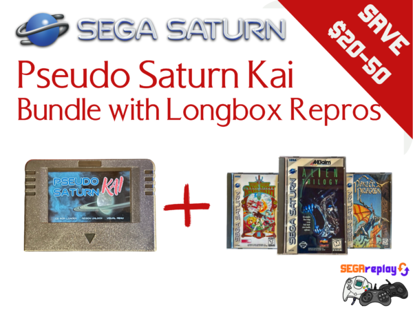 sega saturn bundle: 5 or 10 games in longboxes with pseudo kai cartridge of your choice