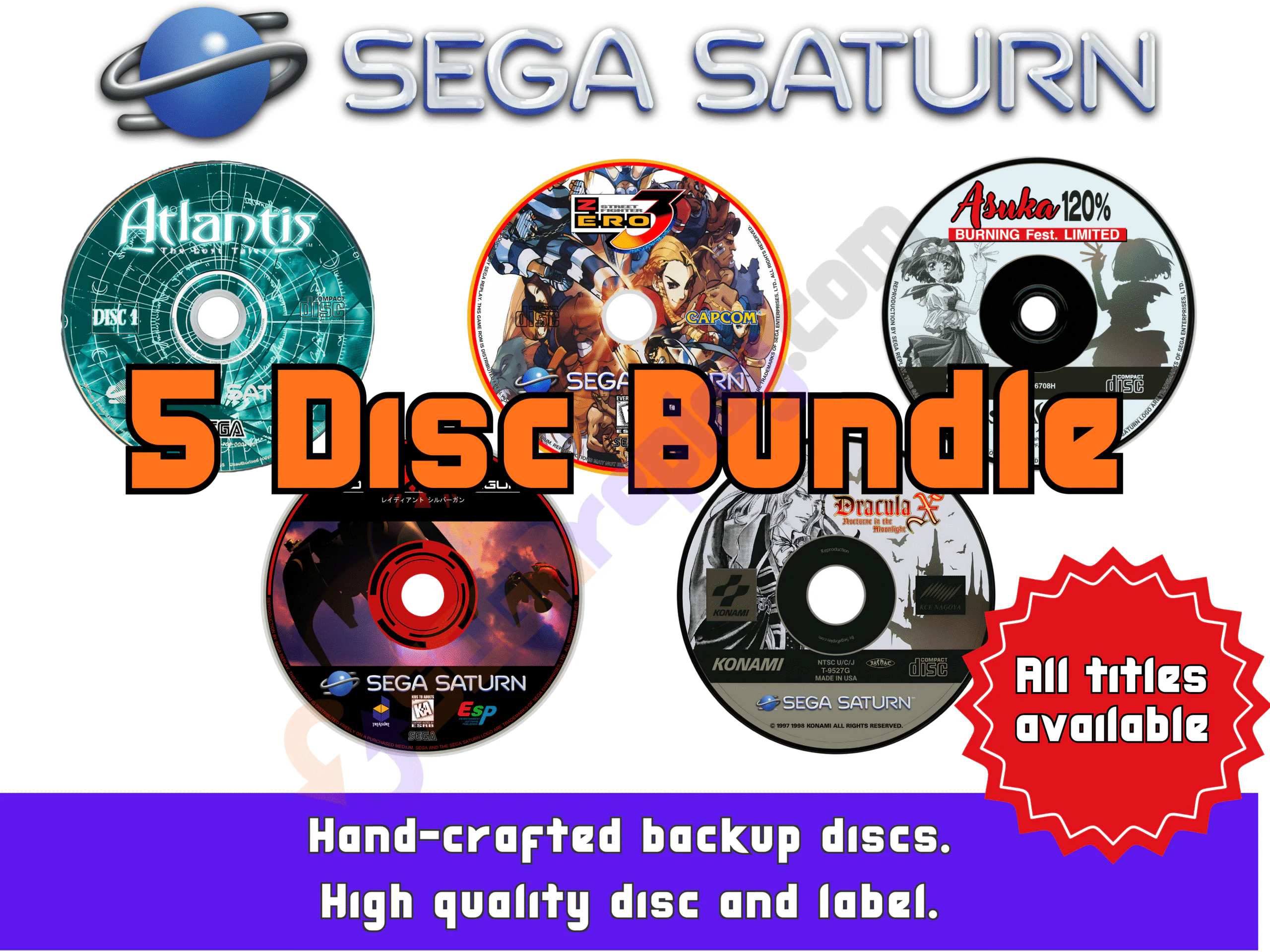 Sega Saturn Bundle: 5 Reproduction Games (Saturn)