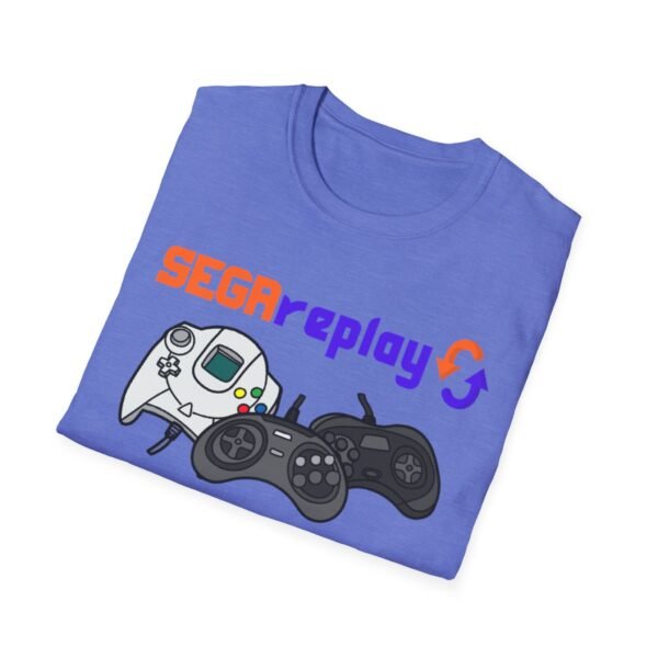 Sega Replay, V.1, Sega Saturn, Sega Dreamcast, Sega CD, Sega Genesis, Unisex Softstyle T-Shirt - Image 4