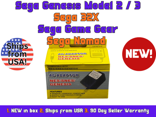 NEW GENESIS Model 2/3, SEGA 32x, GAME GEAR, NOMAD, AC Adapter/Power Supply SHIPS FROM USA