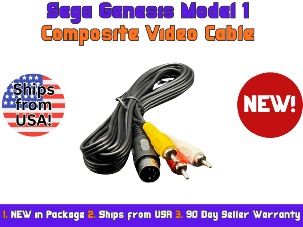 Sega Genesis Model 1 Composite AV Audio Video Cable - NEW - Ships from USA