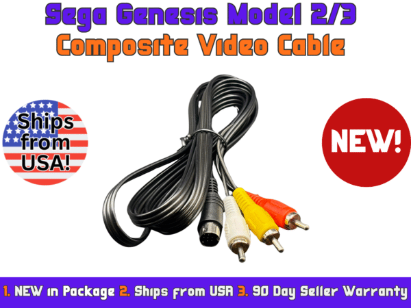 Sega Genesis Model 2/3 Composite AV Audio Video Cable - NEW - Ships from USA (Copy)