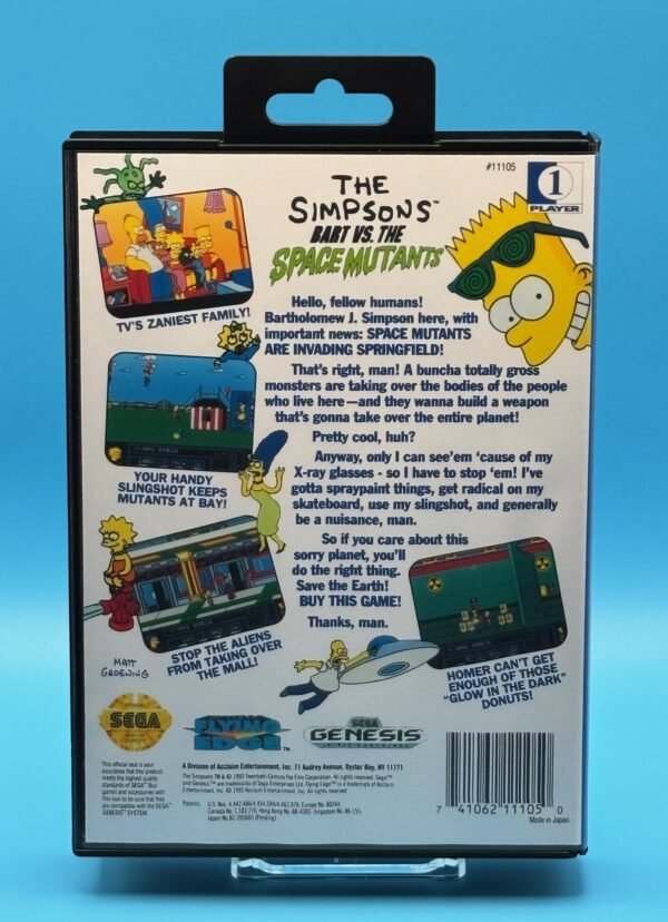 The Simpson: Bart vs. the Space Mutants (OEM Cart, Repro Box)(Genesis) - Image 2